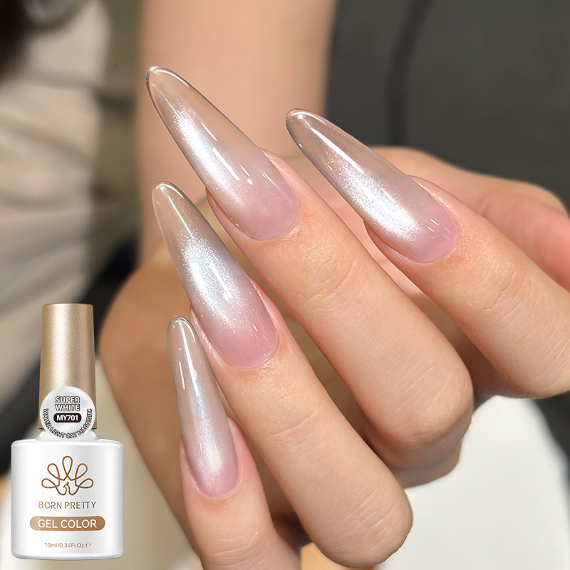 BORN PRETTY Super White Cat Eyes Magnetic Nail Gel Polish Glitter Effect Soak Off UV Nail Art 10ml