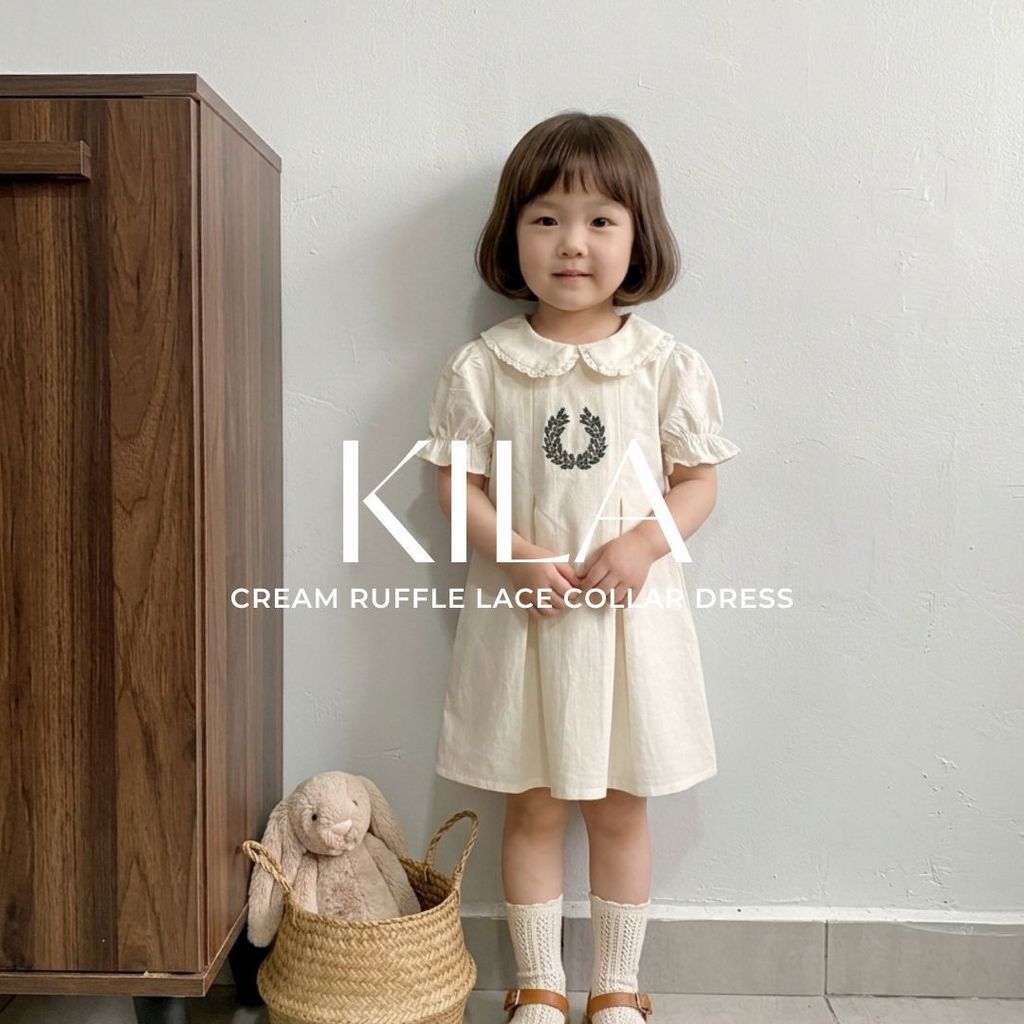 KILA ครีมปักลูกไม้ Ruffle Collar Girl Dress