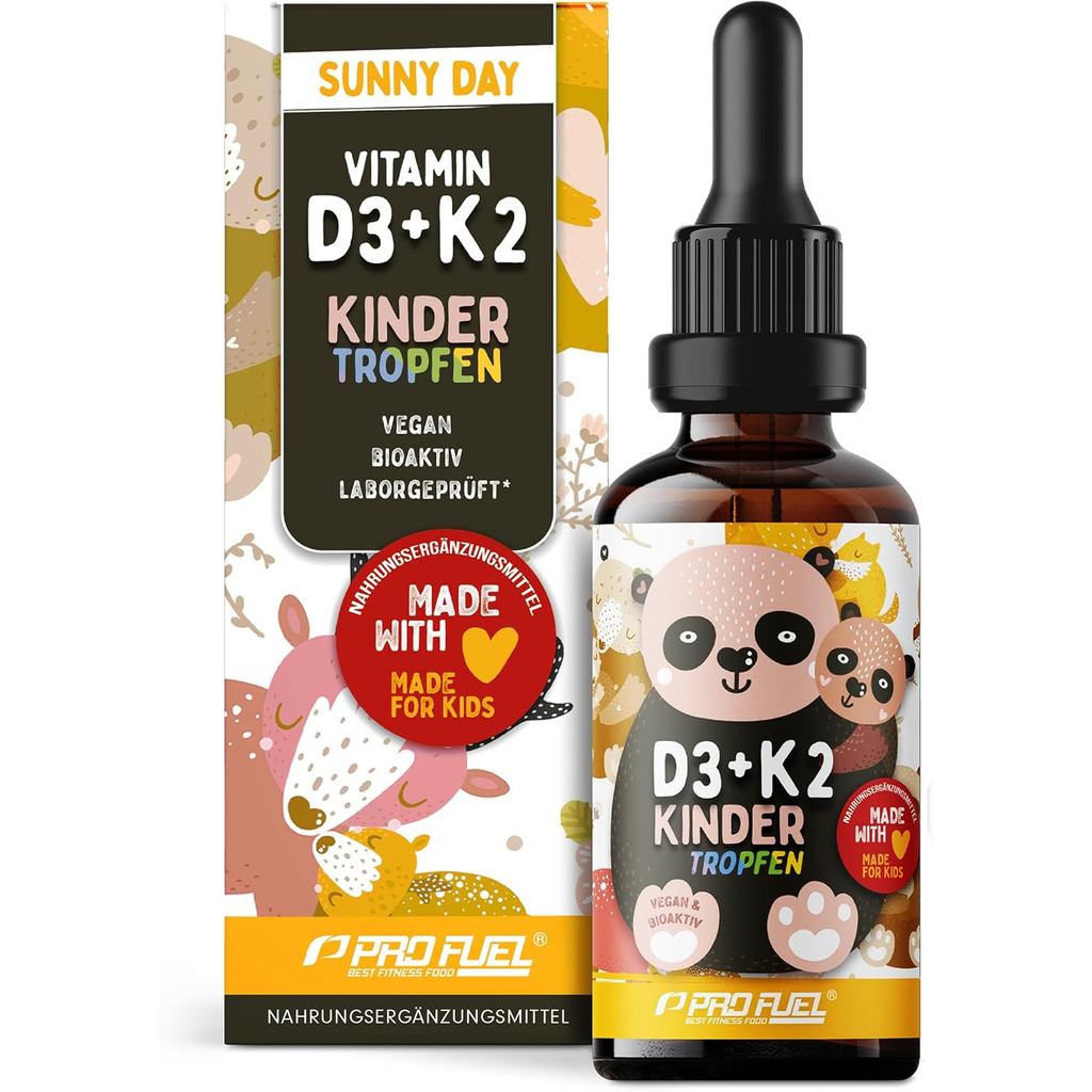 วิตามิน D3 + K2 หยดเด็ก 1000x สําหรับ 333 วัน - พร้อม 650 IU Vitamin D3 + 20 μg Bioactive Vitamin K2