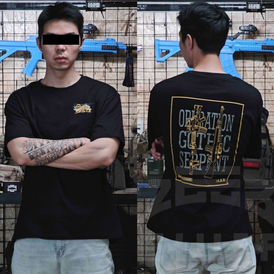 คลังสินค้าพร้อมคุณภาพสูง [ZGGB] BHD Black Hawk Down Goth Snake Action CAG สไตล์ทหารพิมพ์แขนสั้นผ้าฝ้