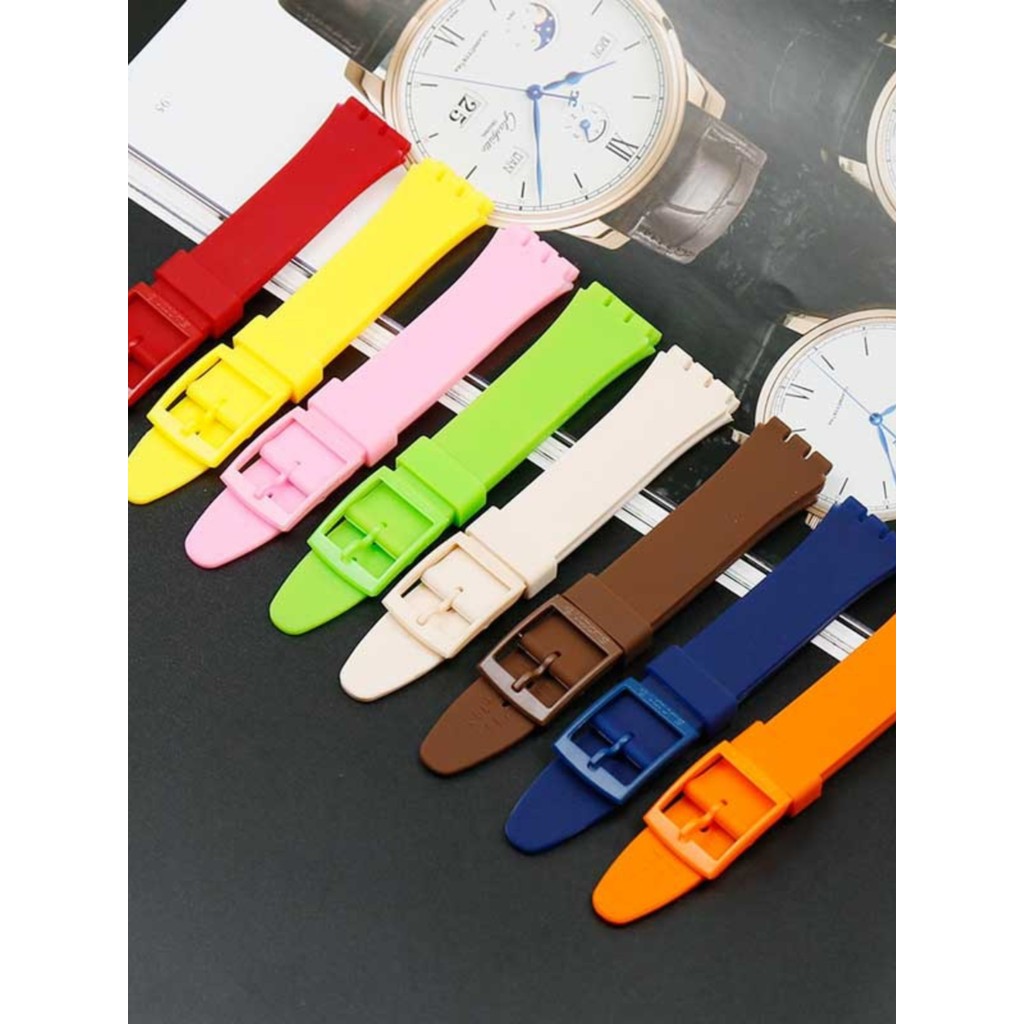 เหมาะสําหรับ Swatch/Swatch Strap ซิลิโคน swatch สายนาฬิกา 17mm19mm20mm สายนาฬิกาผู้ชายผู้หญิง