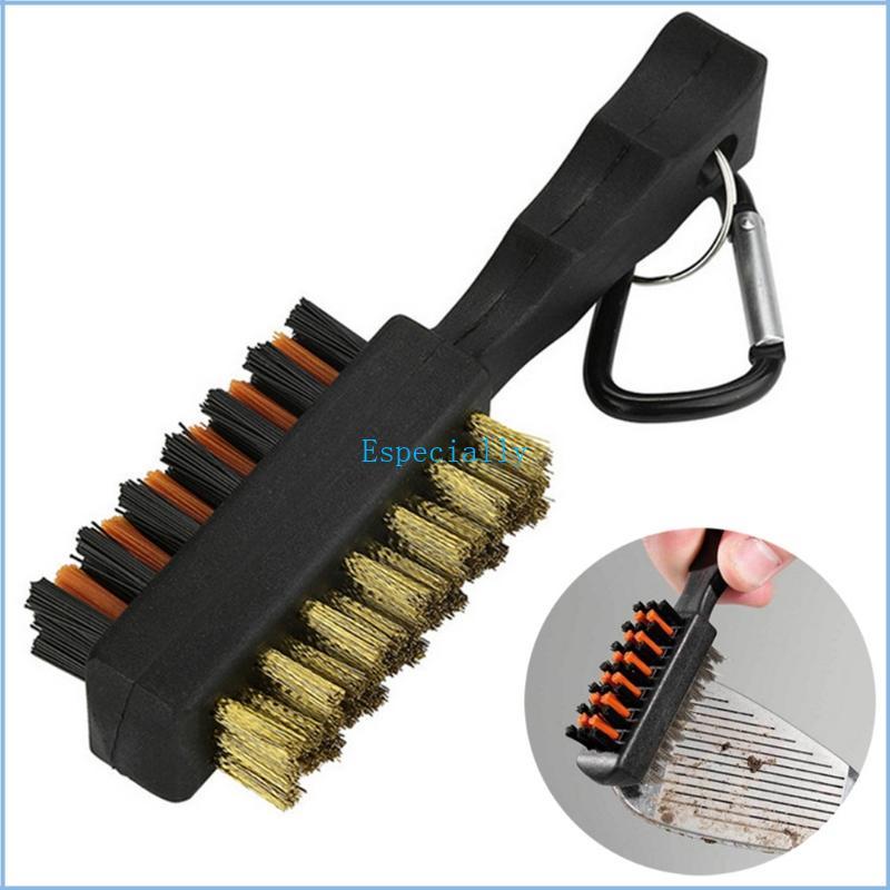 ESP Golf Brush Mini Double Side Brass+Nylon Pocket Golf Club Brush Groove Cleaner