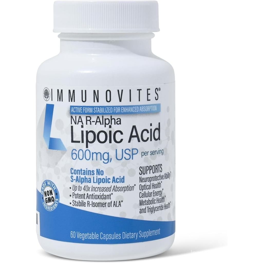 IMMUNOVITES Stabilized R-Alpha Lipoic Acid ((True)) เสิร์ฟละ 600 มก. [[ & สูงสุด 40x เพิ่มการดูดซึม]