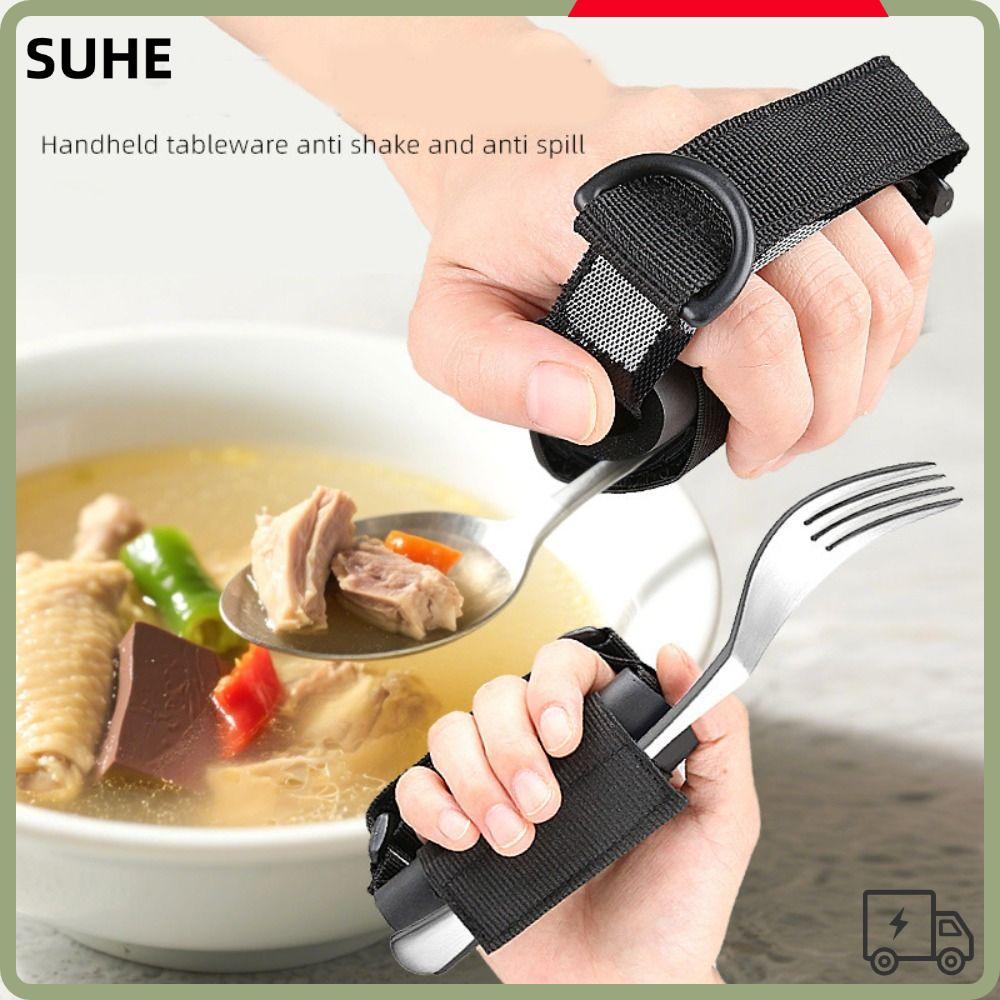 SUHE ที่วางภาชนะสายรัด,ล้างทําความสะอาดได้ Hypoallergenic Eating Assistance Cuff, Elastic Self-Care 