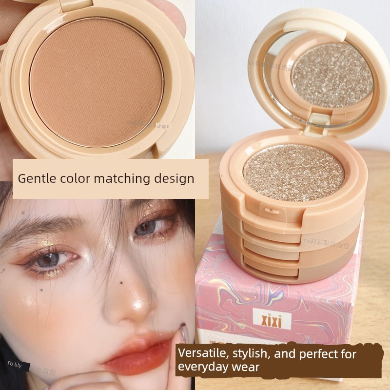 contour คอนทัวร์ XIXI พาเลทอายแชโดว์สี่สีแบบพกพา Matte High Gloss Contouring Nose Shadow All-in-One 