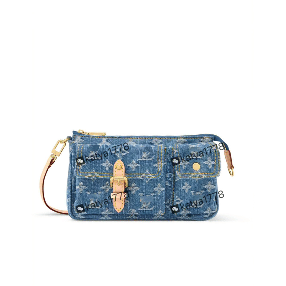 2026 Denim Denim Bag Series Pochette Bag Cargo Mahjong Bag Denim Blue