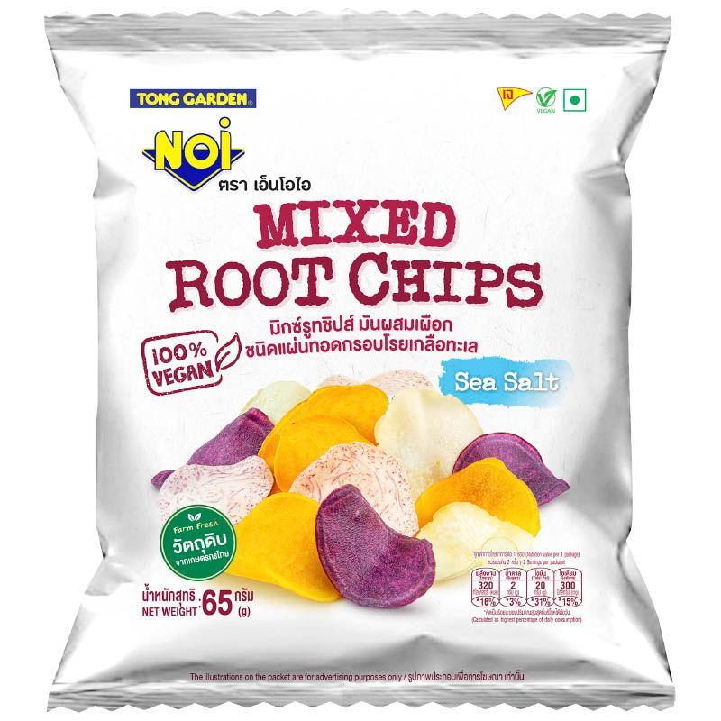 เอ็นโอไอมิกซ์รูทชิปส์มันผสมเผือกชนิดแผ่นทอดกรอบโรยเกลือทะเล 65ก Noi Mixed Root Chips 65g [หมายเลขบาร์โค้ด 8850291112515]