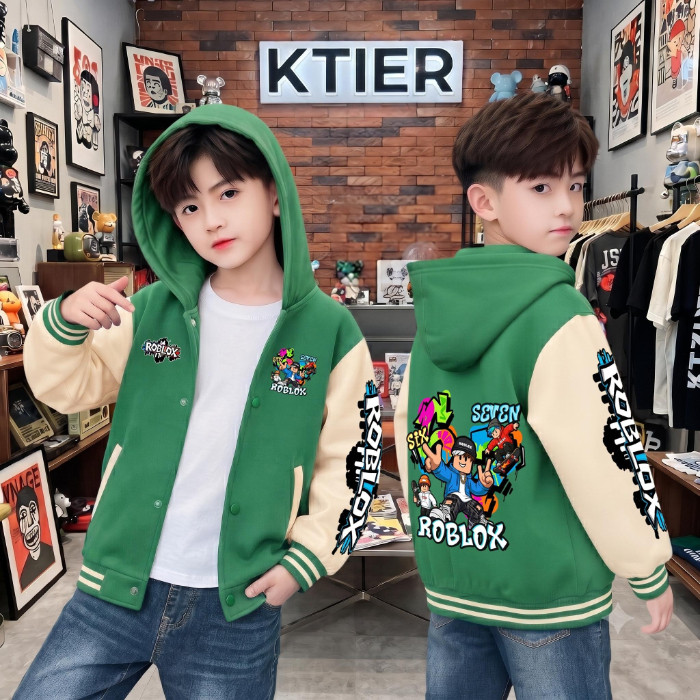 pinkเสื้อคลุมเด็กผู้ชาย สกรีนลาย กันลม กันแดด กันหนาว