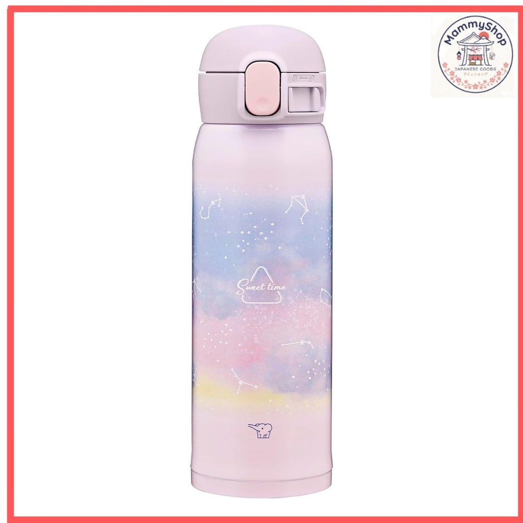 Zojirushi Stainless Steel Water Bottle for Children, 480ml, One-Touch Type, Seamless Lid, Easy 3-Poi