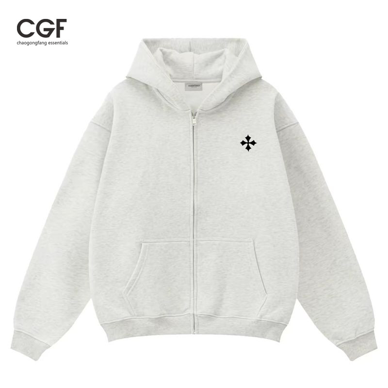 BOOBOS-FASHION เสื้อกันหนาวผู้ชาย American Casual Hooded Loose Cardigan Top