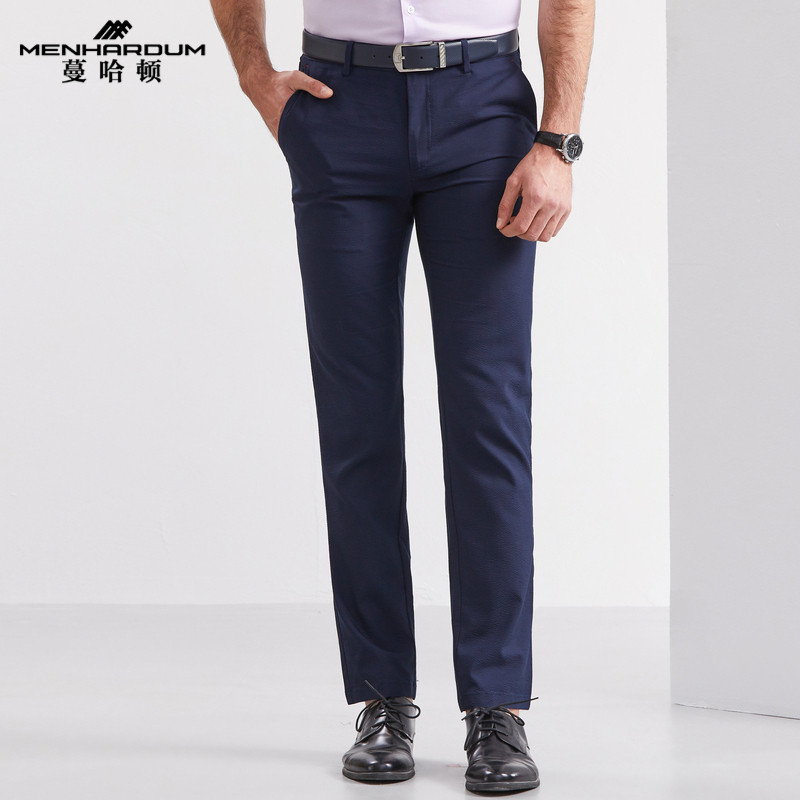 Men Men Men Hardum/Manhardum Spring Business Casual Pants Mens Fit Straight-Leg Pants Navy Blue Gent