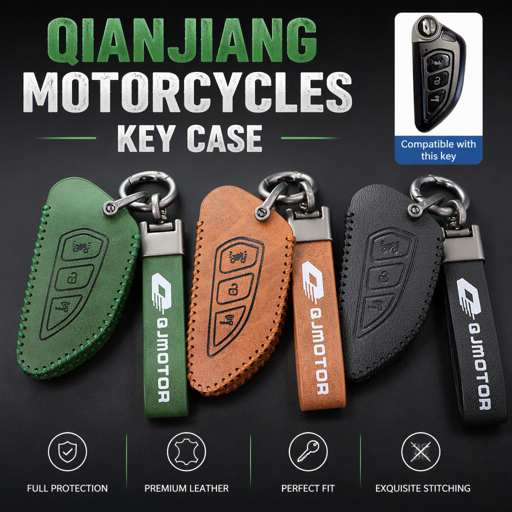 Retro นกกระจอกเทศของแท้หนังรถจักรยานยนต์สมาร์ท Key Fob ฝาครอบสําหรับ QJMOTOR QJMOTO QJQIANG ATX 250-