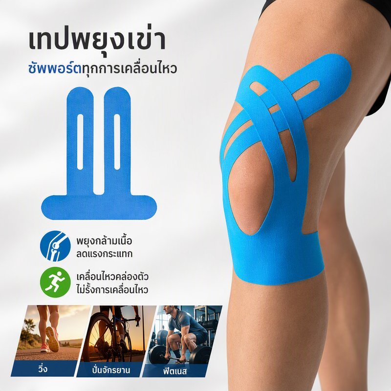 เทปพยุงเข่าแบบสำเร็จรูป 10 ชิ้น เทปบรรเทาอาการปวดเข่า ยืดหยุ่นสูง ระบายอากาศ กันน้ำ สำหรับวิ่ง