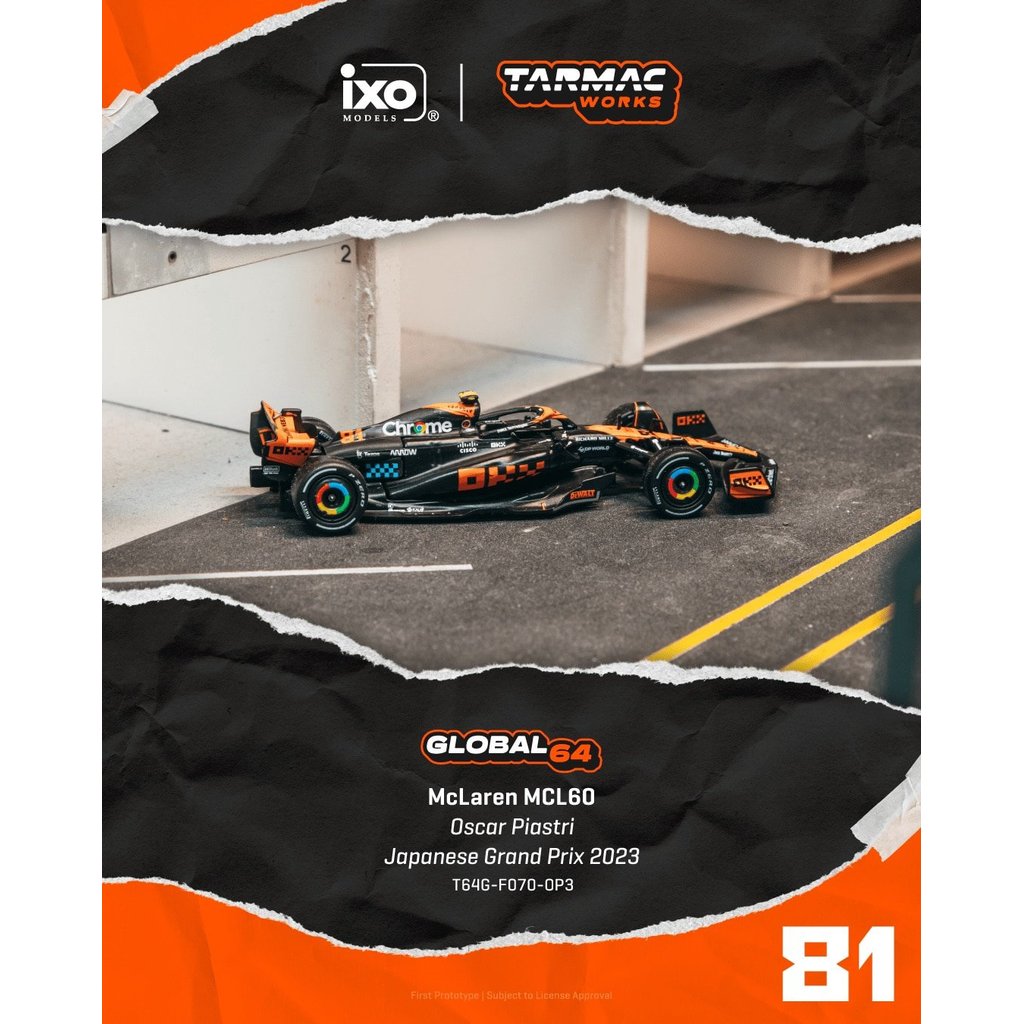 Tarmac Works 1:64 GLOBAL64 McLaren MCL60 Japanese Grand Prix 2023 T64G-F070-OP3