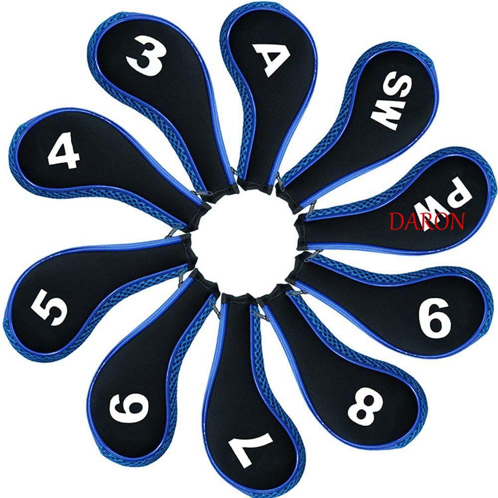 DARON Golf Iron Headcover 4-9,P,S,A Golf Iron Covers ชุดทนทานฝาครอบป้องกันซิป Golf Putter อุปกรณ์เสร