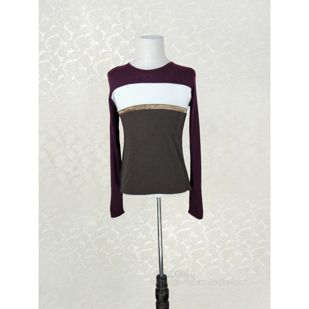 เสื้อผ้าผู้ชาย ใหม่!Jie * J * eor ของแท้สีจับคู่เย็บรอบคอแขนยาวฤดูใบไม้ผลิฤดูใบไม้ร่วงเสื้อกันหนาวถั