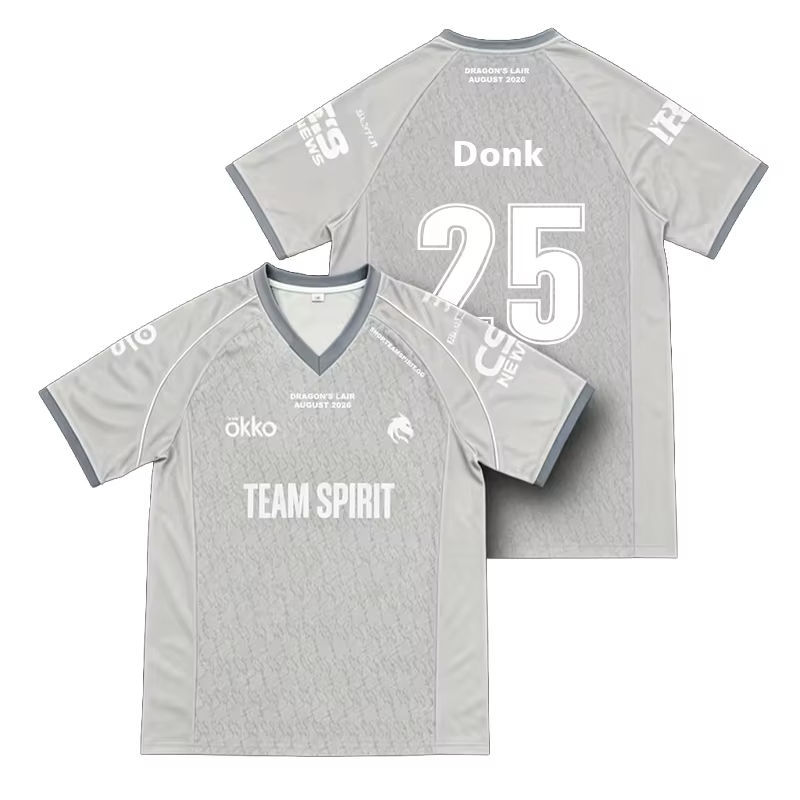 EWC 2026 ทีม Spirit Jersey Donk แฟนการฝึกอบรม Esports ชุดผู้ชายฤดูร้อน Breathable V คอ 3D พิมพ์เสื้อ