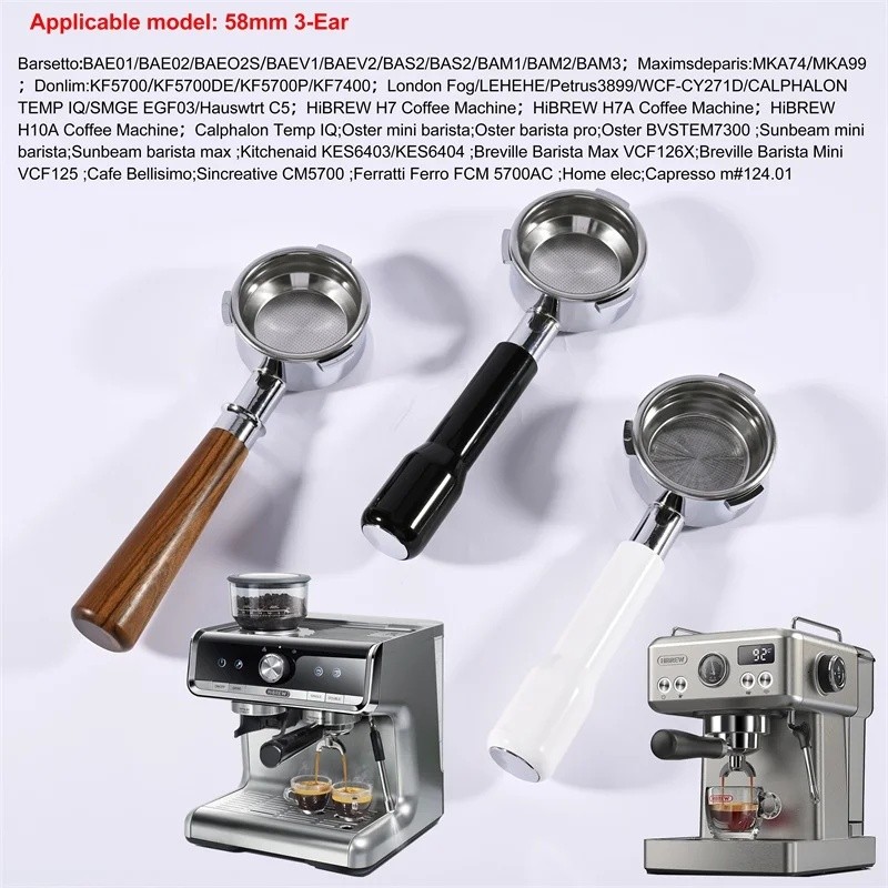 HZY 58 มม.3 หูสําหรับ Hibrew h10a/h7a/h7 Barsetto/LEHEHE/Petrus3899 Bottomless Espresso Portafilter 