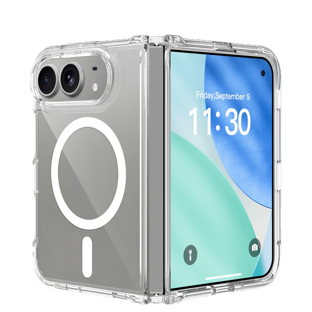 เหมาะสําหรับ iPhone Duo FOLD 2-in-1 เคสโทรศัพท์แม่เหล็กโปร่งใสพับฝาครอบป้องกันการตกกระแทก