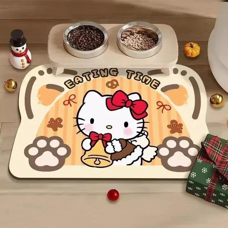 Girl Heart kitty Cat Placemat พรมปูพื้นสัตว์เลี้ยง Anti-slip Eating Mat ชามอาหารแมว Mat Dedicated