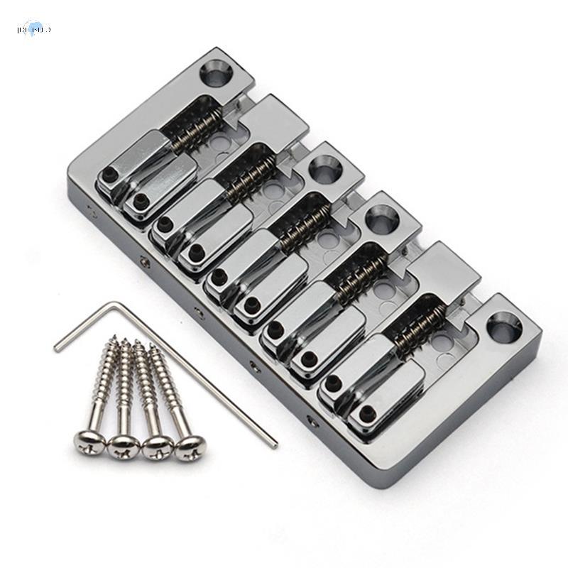 5-String Electric Bridge Flipping Saddle String Spacing 16.5MM Body Bottom Through Fix Bridge Silver