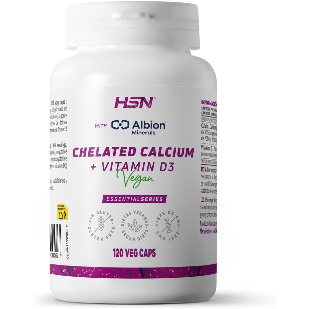HSN Chelated Calcium + Vegan Vitamin D3 - 120 แคปซูลผัก