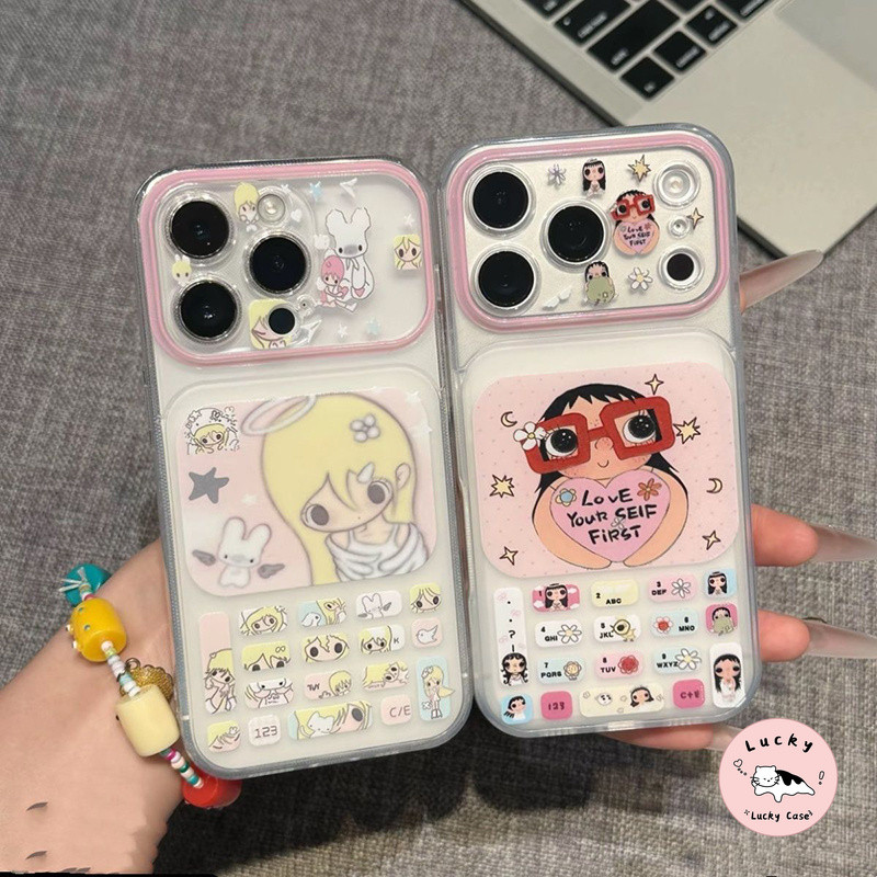 เคสโทรศัพท์ หน้าต่างใหญ่ ลายสาวการ์ตูนสไตล์เกาหลีน่ารัก iPhone 17 13 11 16 14 15 12 Pro Max 8 7 16 14 15 Plus XR XS Max