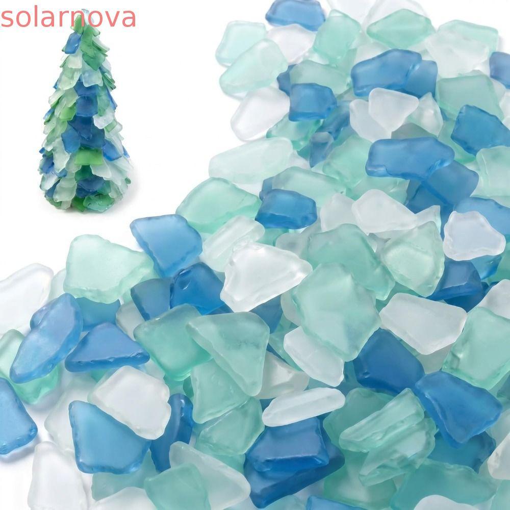 SOLARNOVA Sea Glass ชิ้น, Frosted DIY Art หัตถกรรมบด Sea Glass, แจกันฟิลเลอร์ 500g ไม่สม่ําเสมอที่ไม