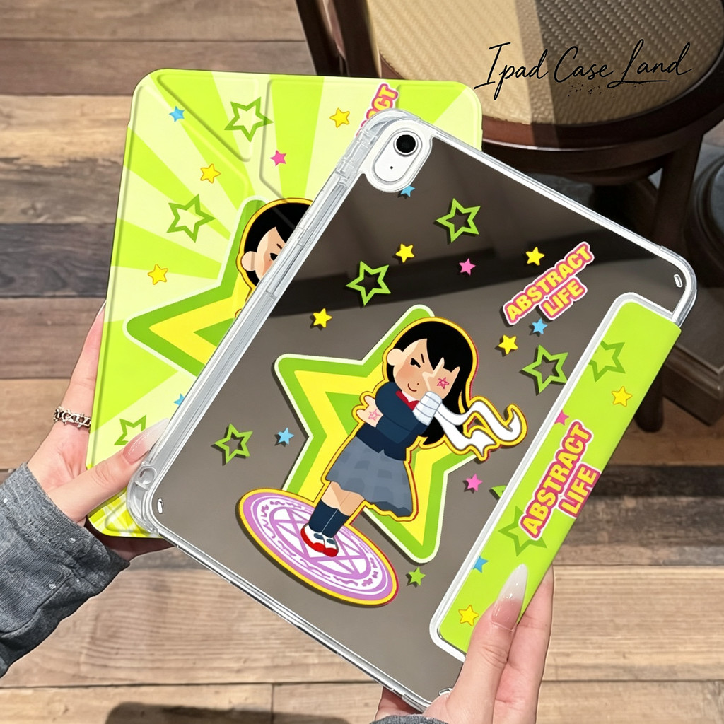 พร้อมส่ง เคสไอแพด for Gen7 9 8 10 11 Air8/6/7/4/5 Pro11 12.9 13 Mini6 7 พับรูปY กระจกเงา ร่องปากกา สาวการ์ตูนสไตล์ป๊อป