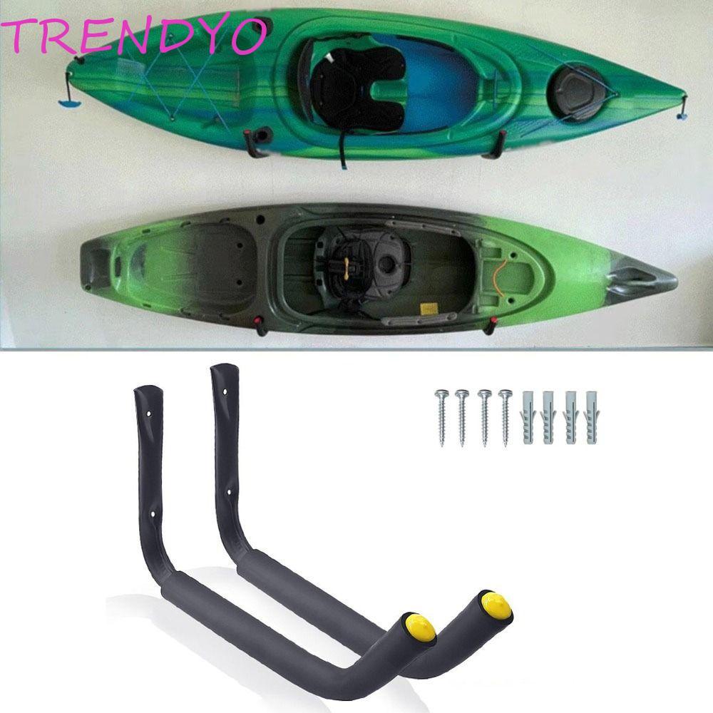 TRENDYO Kayak Rack, ติดผนังอเนกประสงค์ Kayak แขวน, กระดานโต้คลื่น Heavy Duty วงเล็บสีดําโรงรถ Kayak 