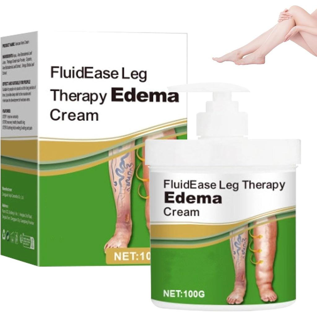 FluidEase Leg Therapy Edema Cream, Edema Relief สําหรับขาและเท้า, Natural Comprehensive Care ครีมนวด