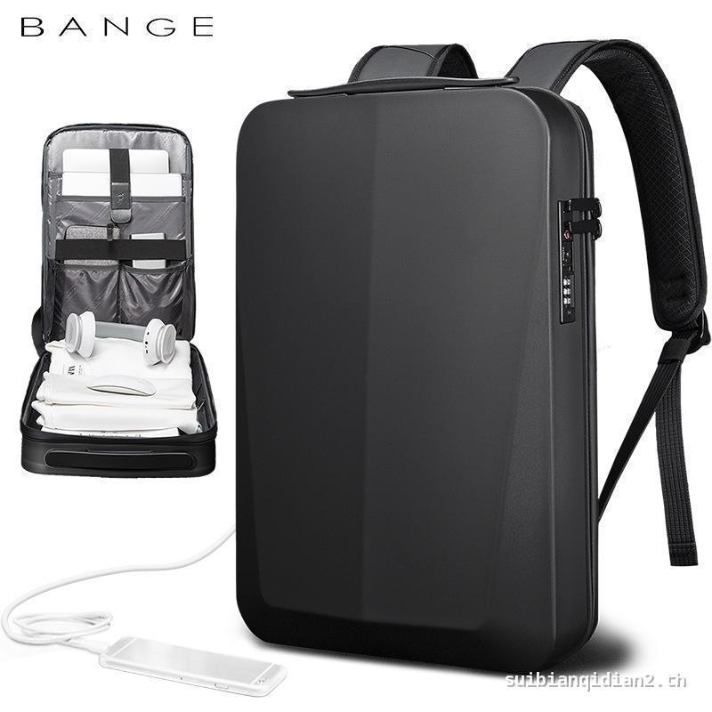 (ในสต็อก) BANGE Slim Men Backpack Thin Ultralight Laptop Backpack Office Work Waterproof Business Ba