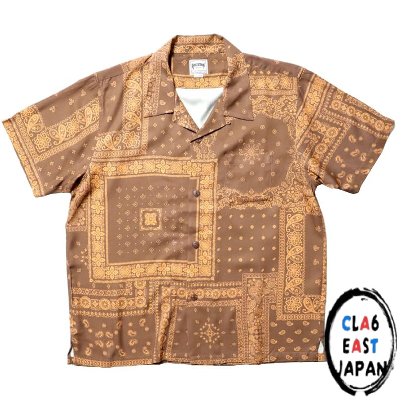 HOUSTON Bandana Print Aloha Shirt – Brown, Size M