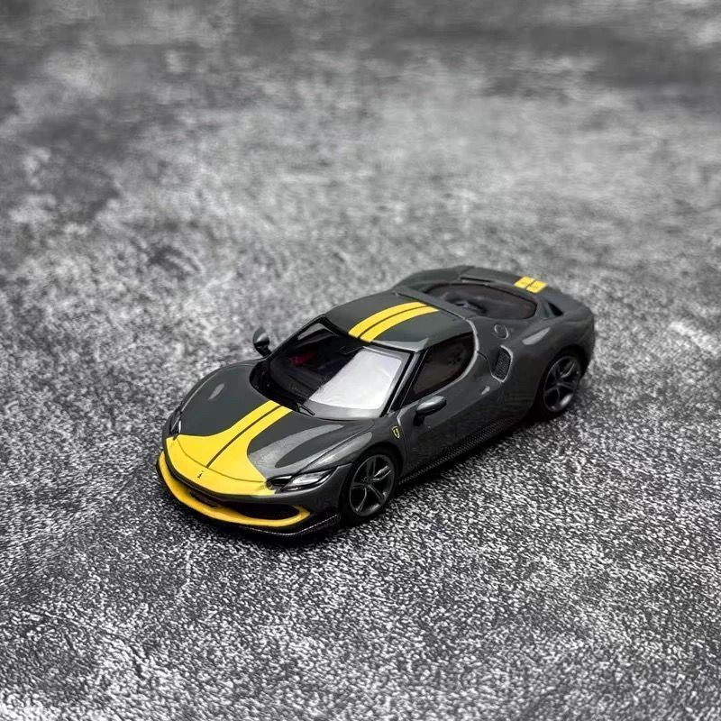 BBR 1: 64 Ferrari 296 GTB Yellow Garland Dark Grey Alloy Closed Car Model