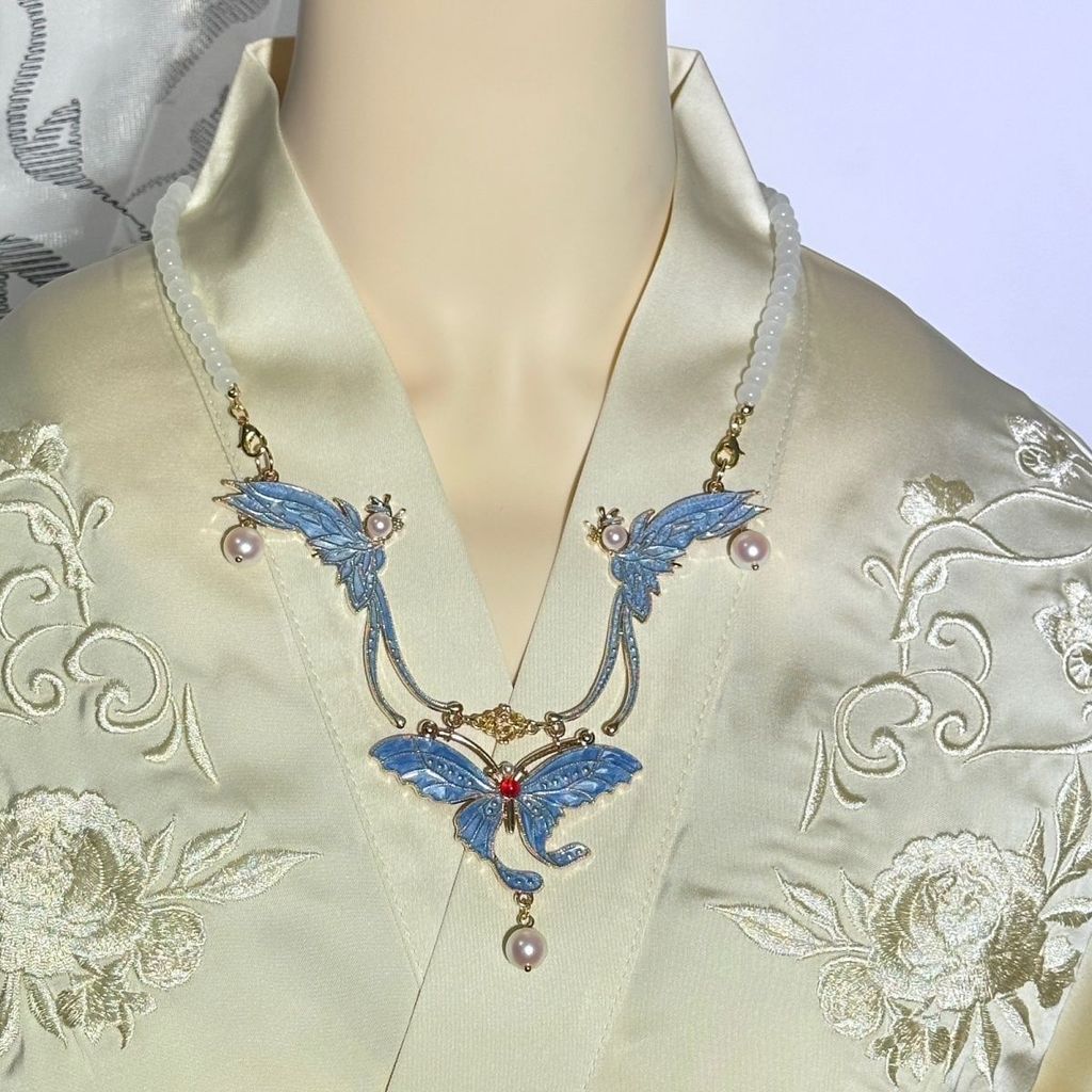 Hanfu Horse Face สร้อยคอสร้อยคอปลอดภัยล็อคกลับ Cloud พู่ Yingluo ใหม่สไตล์จีนต้นฉบับโบราณเลียนแบบ Pe