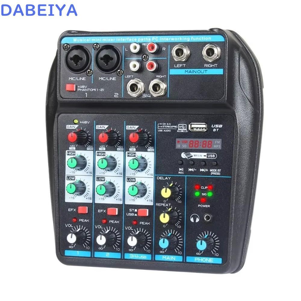 DABEIYA DJ Console Mixer, Bluetooth Monitor Karaoke System Audio Mixer, แบบพกพาพร้อมคอนโซลผสม DJ 48V