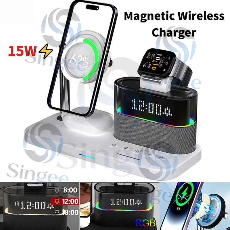 NK Magnetic Wireless Charger 15W 5 in 1 Wireless Charger Watch Wireless Charger เหมาะสําหรับ iPhone 