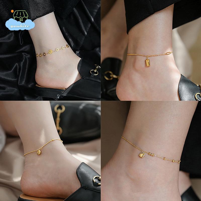 [LI] Simple Titanium Steel Anklet Womens Advanced Anklet Fashion Love Anklet Accessories IE