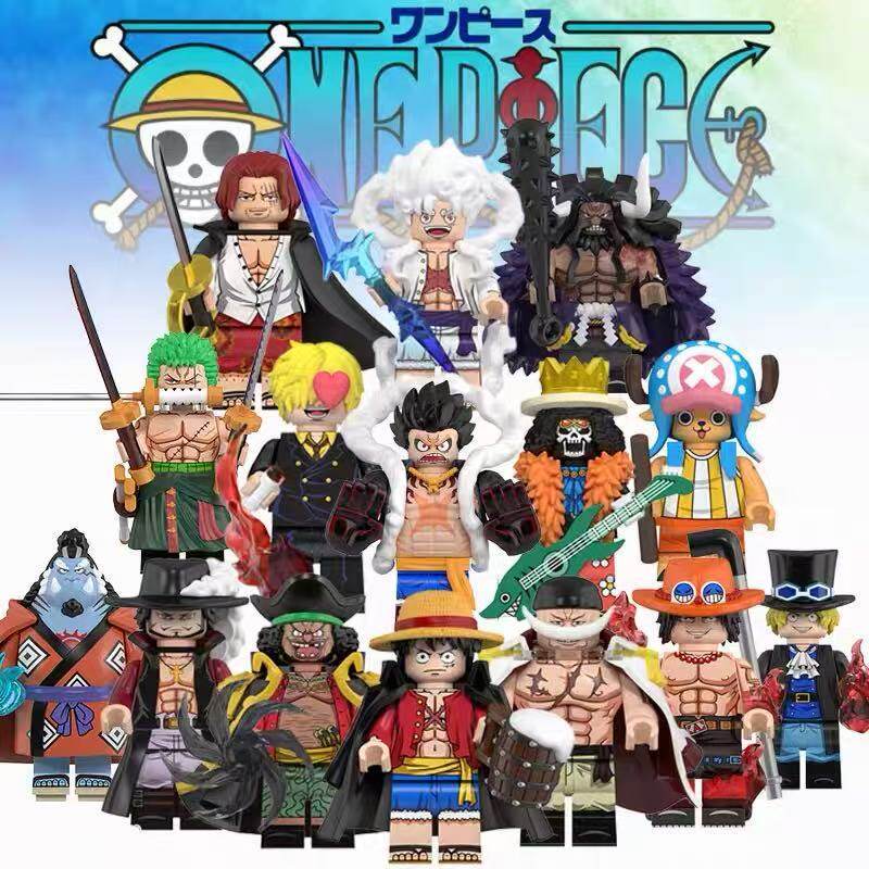 สินค้าใหม่ผู้ชายญี่ปุ่นเหมาะสําหรับ Lego Building Blocks Minifigures Kaido Luffy Sanji Zoro Whitebea