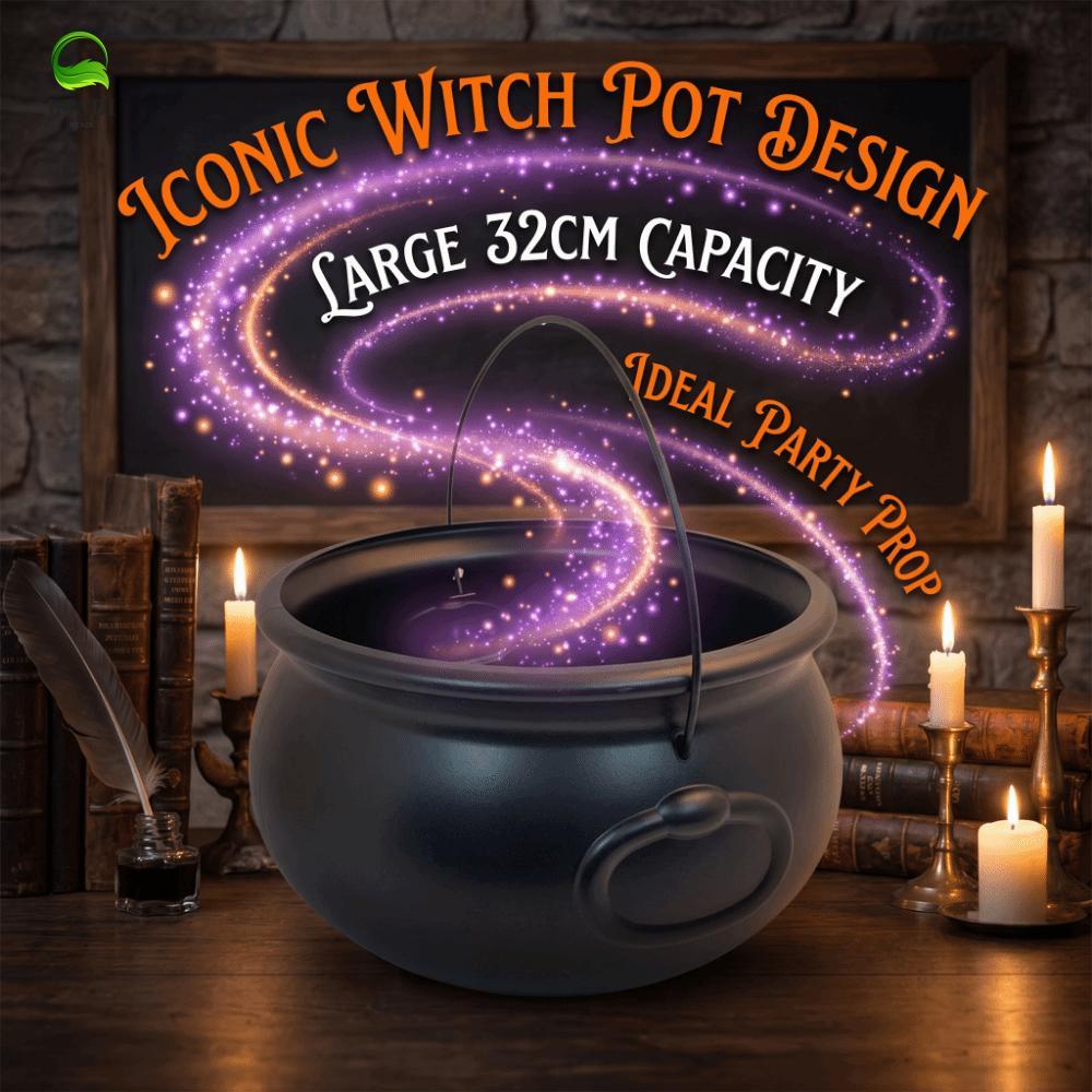 RTADI Witch Caldron Bucket, พลาสติก 32 ซม.ฮาโลวีน Cauldron, เทศกาลสีดําคลาสสิกขนาดใหญ่พิเศษรักษาภาชน