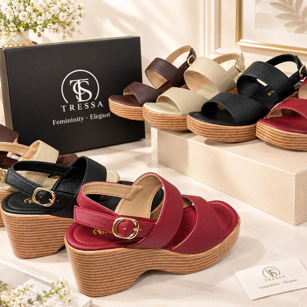 TRESSA Sandals 7cm with Nhi Straps - พื้นนุ่ม PU Perfect Form TS00138