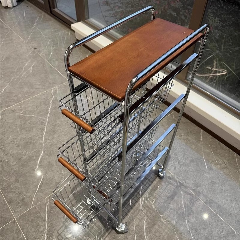 สไตล์ยุคกลาง Gap รถเข็นชั้นห้องนั่งเล่นชั้นเก็บขนม Ultra-Narrow Gap ที่ถอดออกได้ Locker