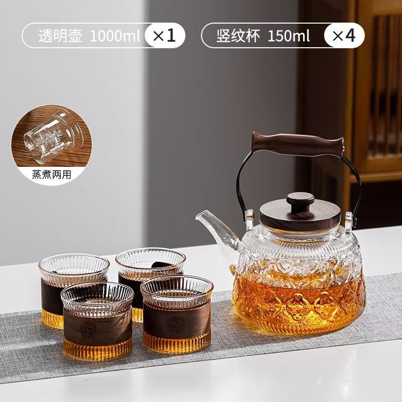 Cloud Retro สีโปร่งใสหม้อแก้ว Beam หม้อในครัวเรือนแก้ว Borosilicate สูงทําอาหารแบบบูรณาการกาน้ําชาสไ