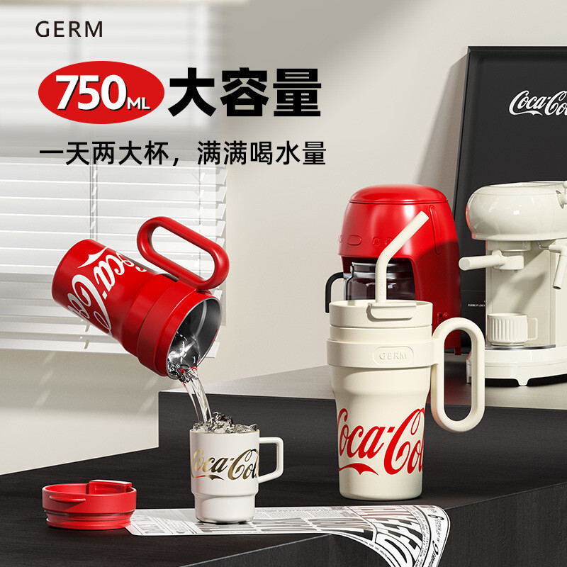 Sg SELLERGERM Coca-Cola ขนาดใหญ่-ความจุ Big Mac Thermos ถ้วยสาวมูลค่าสูงฟางถ้วยผู้ชายขวดน้ําขนาดใหญ่