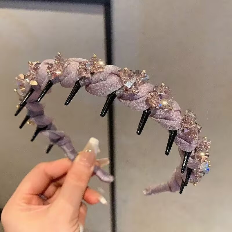 ห่วงผมคริสตัลสำหรับผู้หญิง ผมหยิก อเนกประสงค์ พร้อมกิ๊บสีแดง ของแต่งกายผม - รูปที่ 3