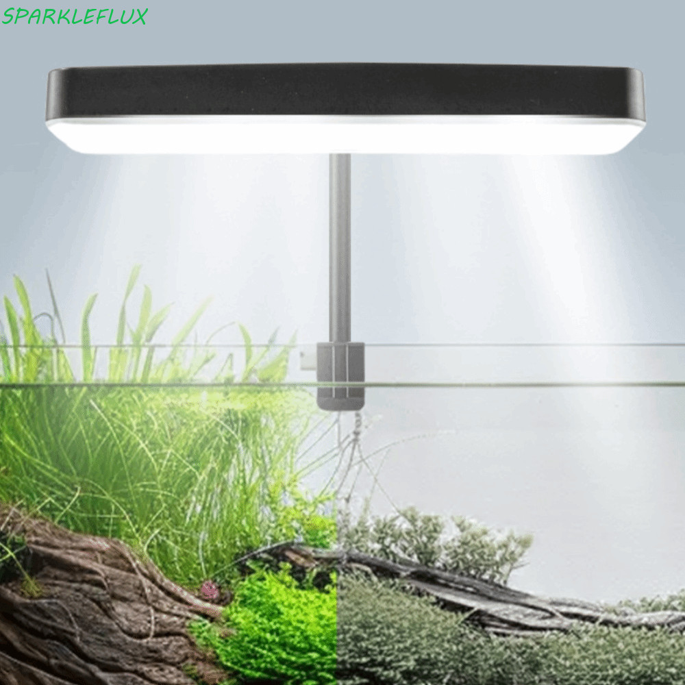 SPARKLEFLUX ไฟ LED ตู้ปลา หรี่แสงได้ 360° หมุนได้เต็มสเปกตรัมเติบโตโคมไฟ,สภาพแวดล้อมทางน้ําความสว่างสูงคลิปบนซุปเปอร์สลิมไฟถังปลาบ้าน Aquascaping