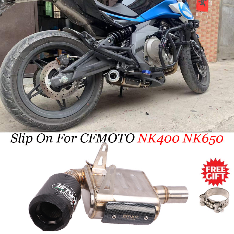 สําหรับ CFMOTO NK400 NK650 รถจักรยานยนต์ไอเสียระบบ Underbelly กลางท่อกลับความดันกล่องท่อไอเสีย AR Ra