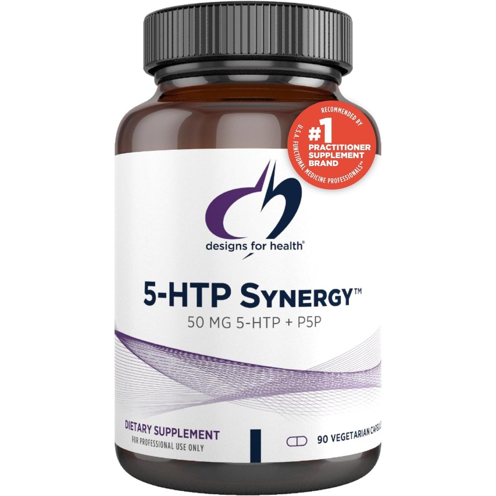 การออกแบบเพื่อสุขภาพ 5-HTP 50mg พร้อมวิตามินบี 6 (P-5-P) - อาหารเสริม 5-HTP Synergy 50 mg - Serotoni