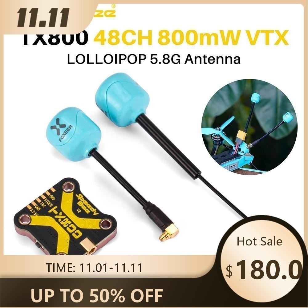SpeedyBee TX800 เครื่องส่งสัญญาณวิดีโอ FPV VTX 48CH PitMode 25/200/400/800mW พร้อม Lollipop 5.8G เสา
