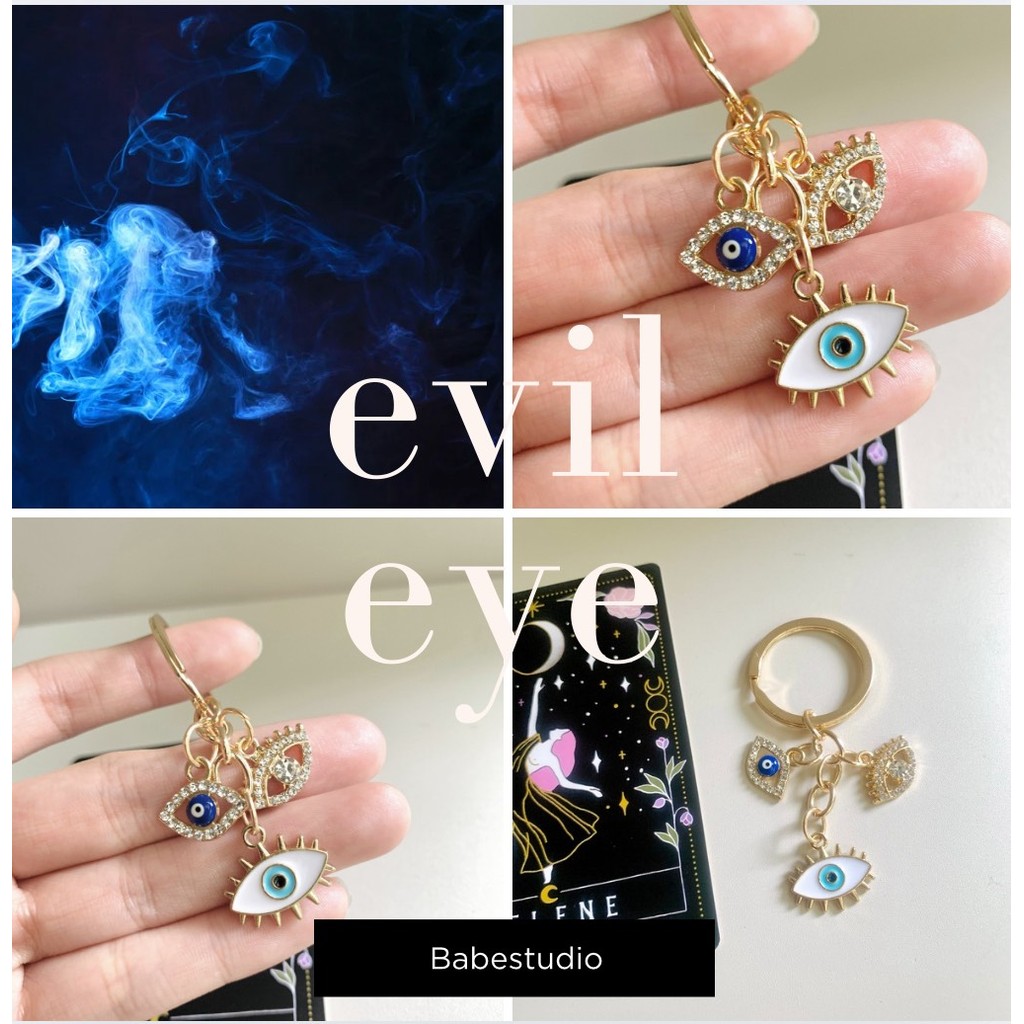shine evil eye keychain พวงกุญเเจ  evil eye พลังงานดี  สายคล้องนำโชค s98